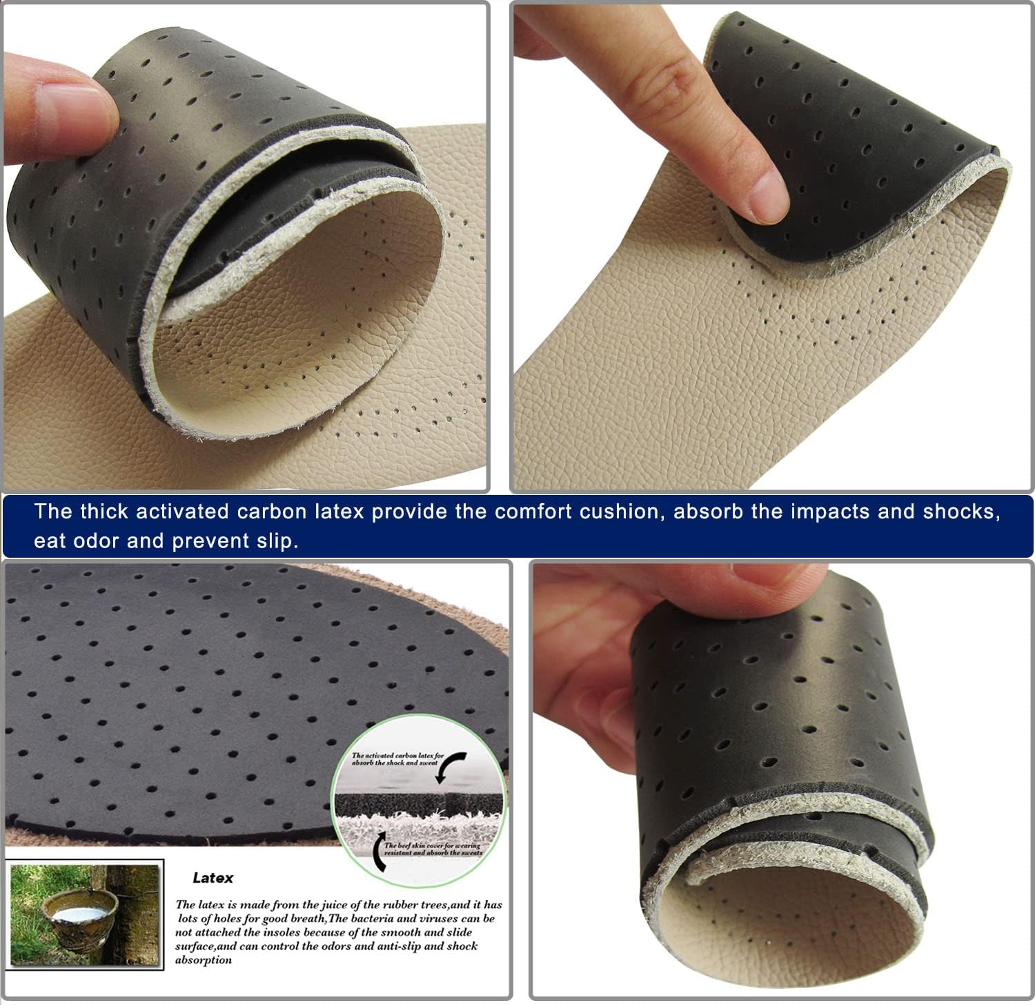 Leather Insoles for Men Thin Shoe Liner Replacement Leather Inserts for Dress Shoes Ultra Thin Pigskin Shoe Soles with Activated Carbon for Odor Eater, 2 Pack/Men 12-13 M US - Image 3