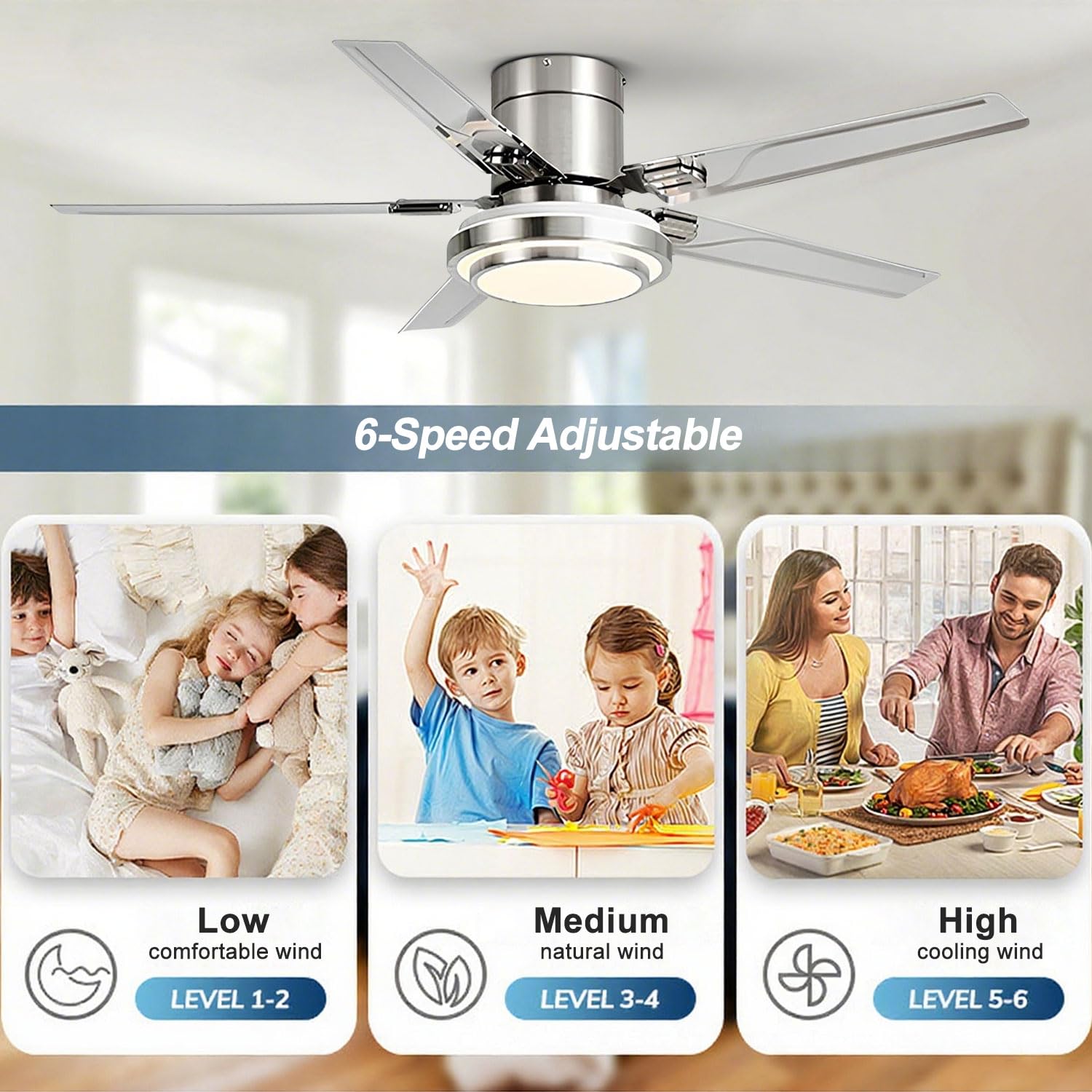 Ventilatore da soffto in acciaio inossidabile Lightmodern ventilatore elettrico plafoniera telecomando ventilatore da soffto 220v  39