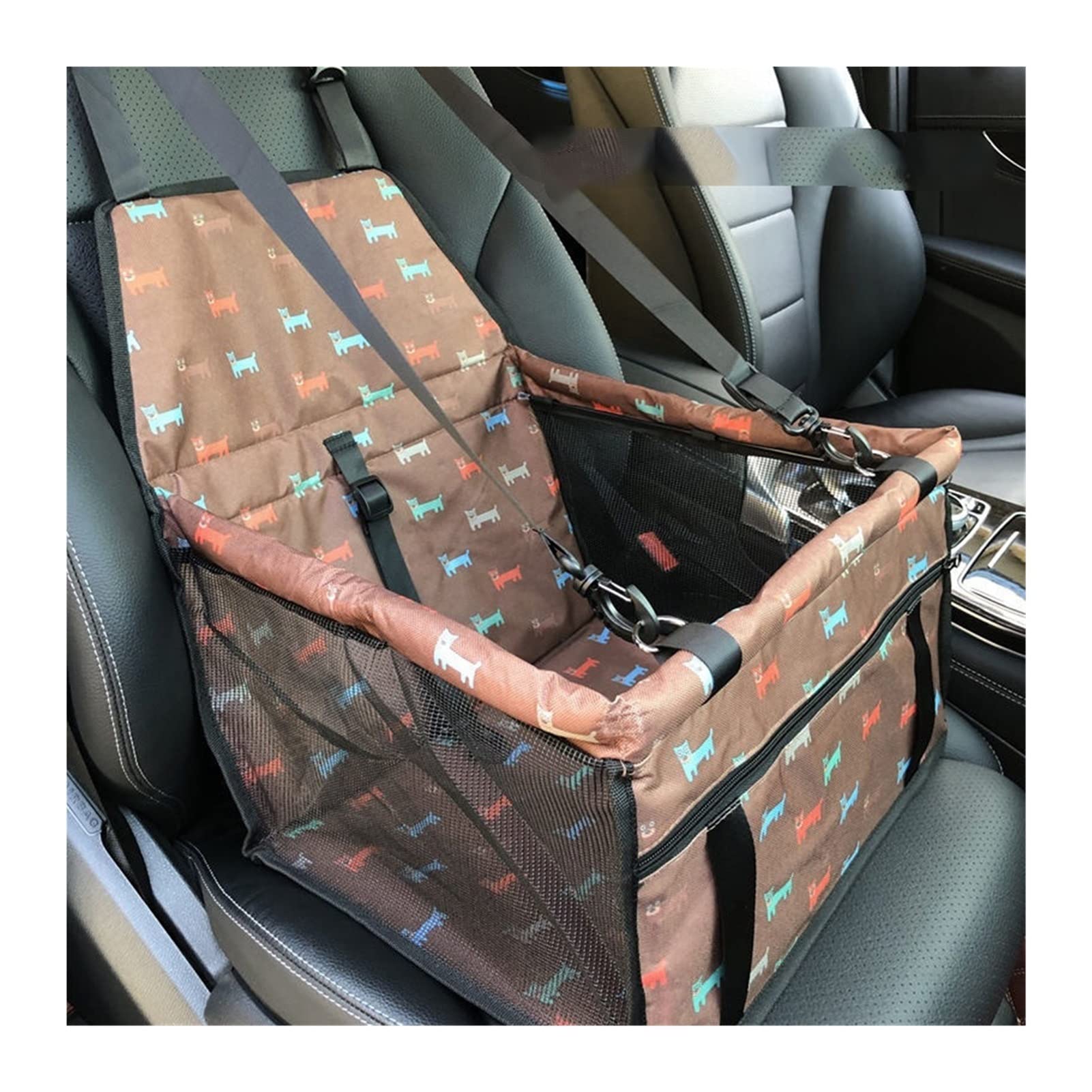 Koc dla psa Pet Carrier Dog Car Seat Cover Back Hamak Protector Transport Seat Bag Pokrowiec na siedzenie(C-Coffee dog)