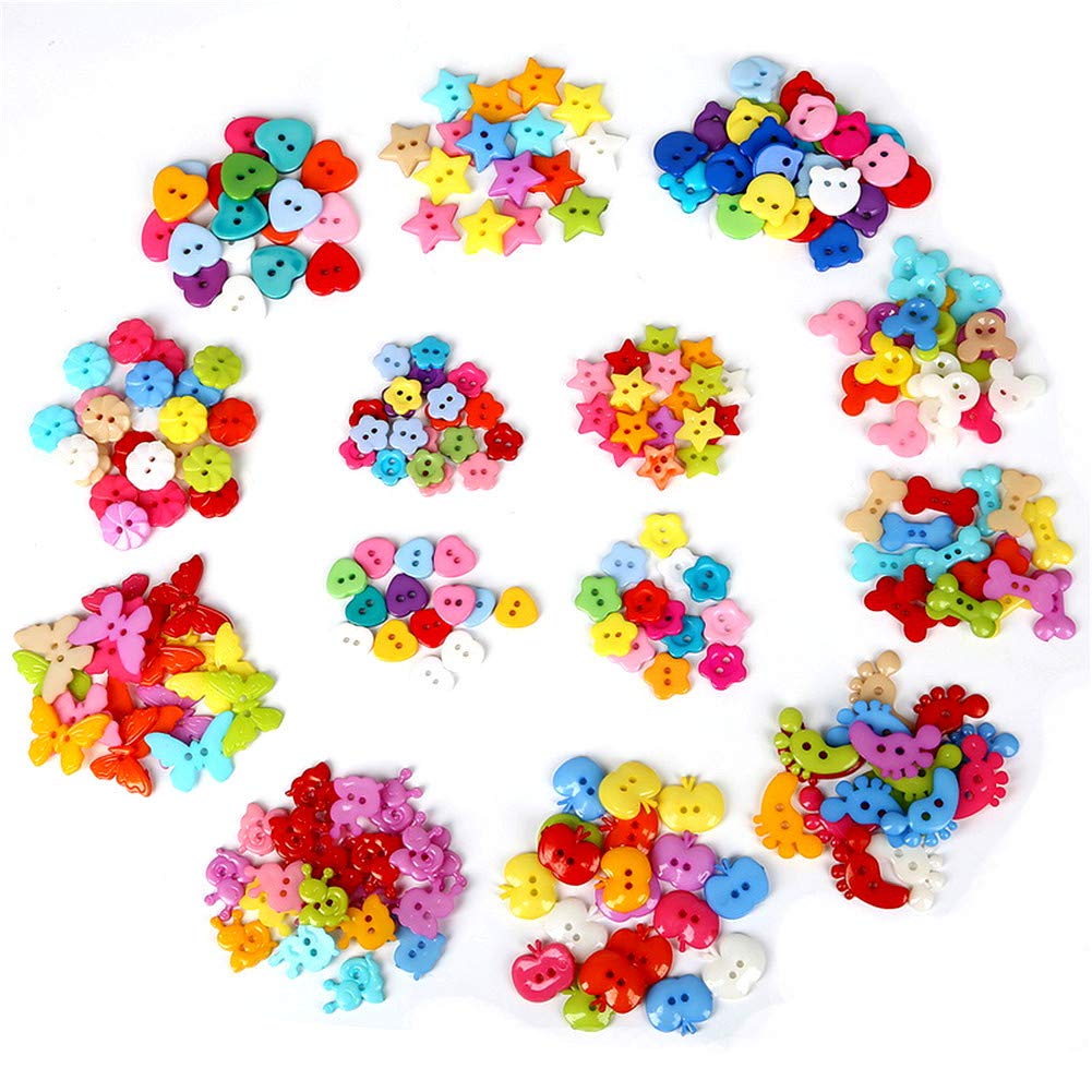 400pcs Cute Animal Fruit Heart Star Resin Buttons 2 Holes Small Sewing Decorative Buttons Beads Charms for Jewelry Scrapbooking Painting Crafts Embellishments(Butterfly) - Image 3