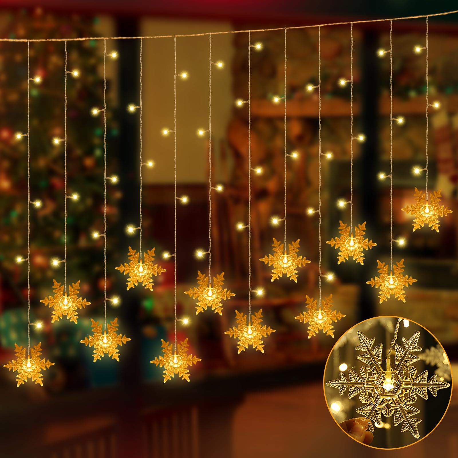 Tenda luminosa a batteria 120 Led sfalsata prolungabile - Multicolor