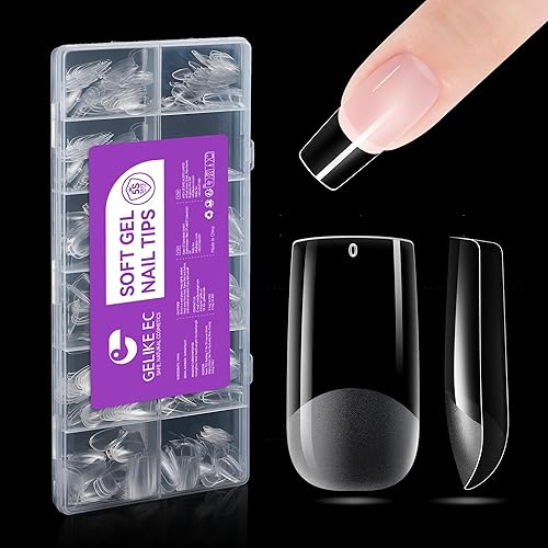 Gelike EC Kit de puntas de uñas de gel suave de cobertura completa para extensiones de uñas remojadas, 550 puntas de gel cuadradas medianas Gelike EC Kit de puntas de uñas de gel suave de cobertura completa para extensiones de uñas remojadas, 550 puntas de gel cuadradas medianas