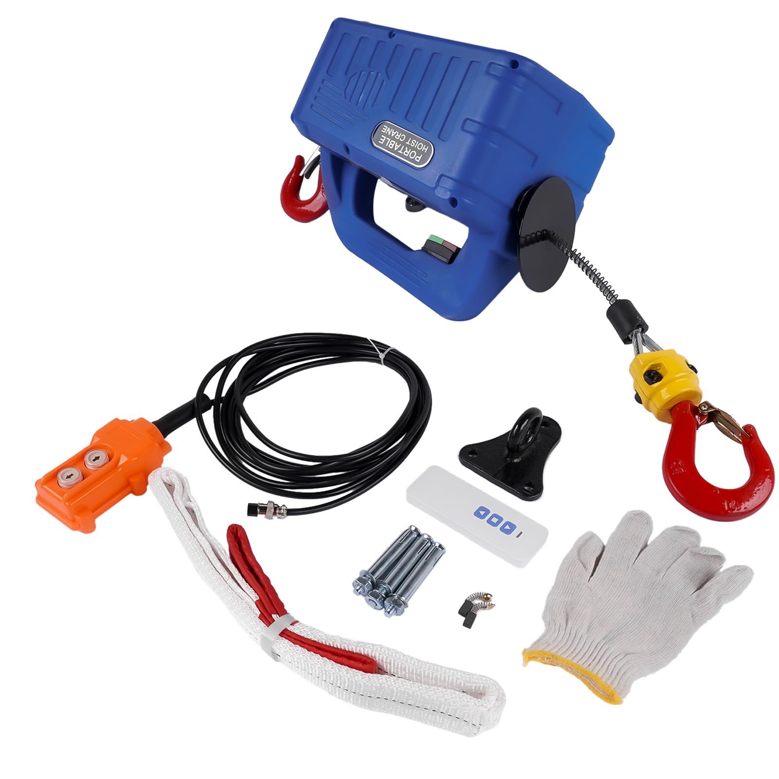 3 in 1 Paranco elettrico 500 kg 1500W Argano Elettrico Portatile con finecorsa a infrarossi migliorato per Garage Magazzini Costruzione Domestica, Blu