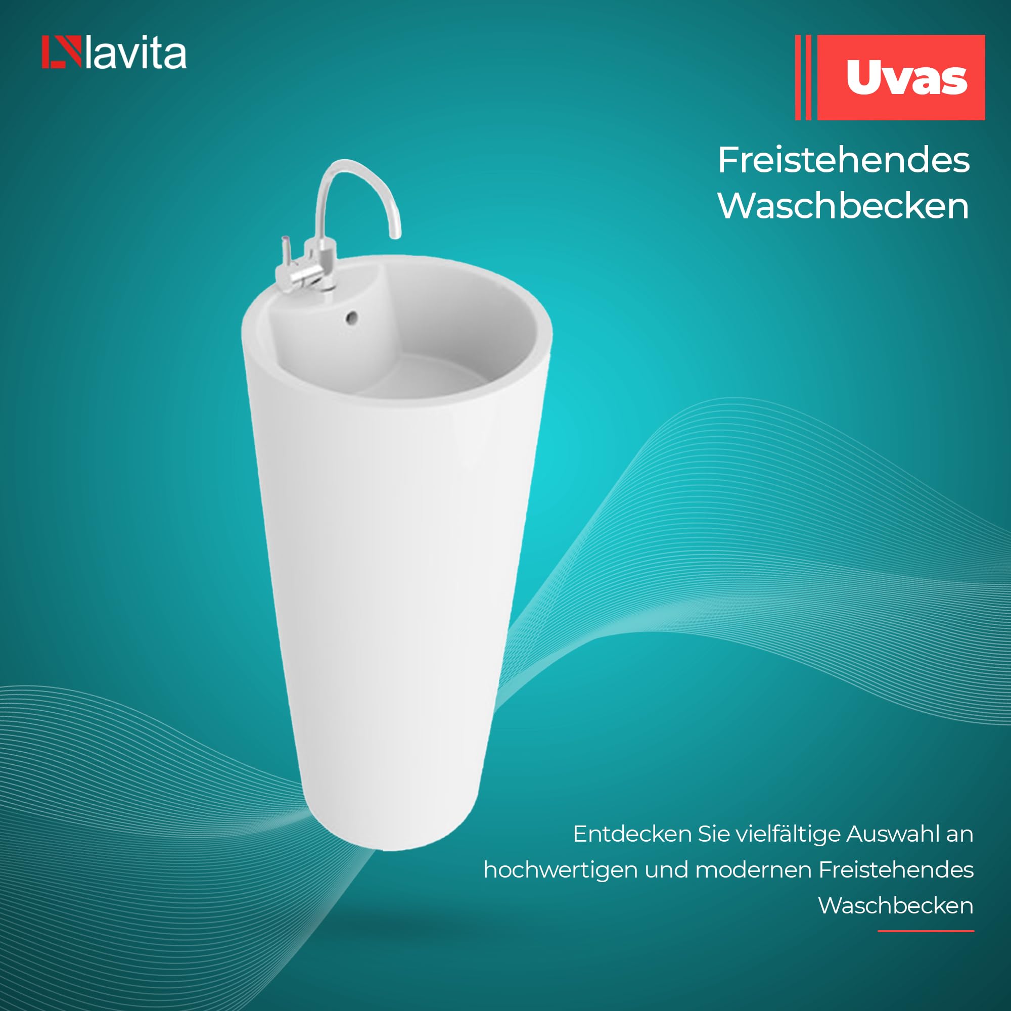 Lavita Uvas Lavabo independiente redondo 83,5x40x40 cm Blanco brillante con rebosadero