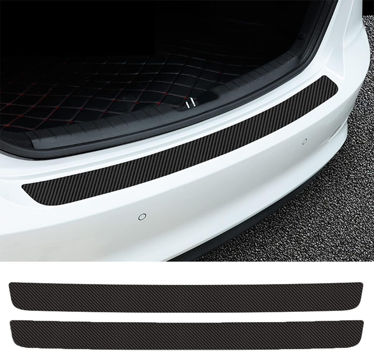 2pcs Car Rear Bumper Protectors, Anti-Scratch and Wear-Resistant Carbon Fiber Trunk Door Entry Door Sill Guards, Suitable for Most Cars and Suvs Car Accessories