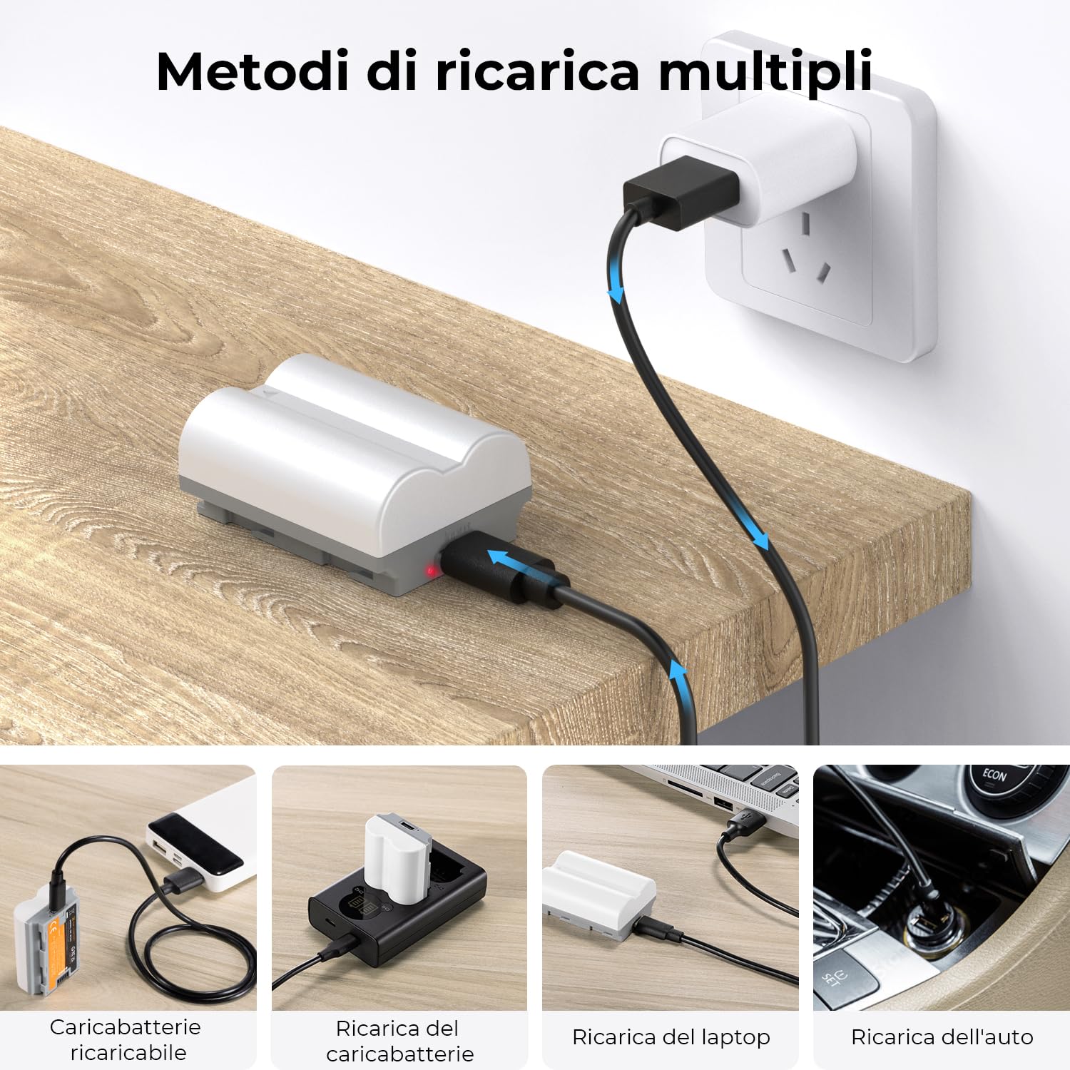 K&F Concept Batteria NP-W235 Per Fujifilm Con Ricarica USB-C | 2400mAh | Compatibile X-T5, X-T4, X-H2S