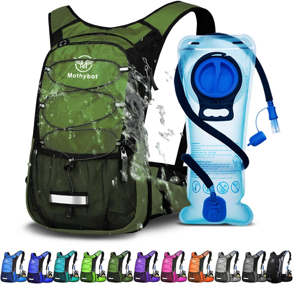 Hydration Pack, Insulated Hydration Backpack with 2L BPA Free Water Bladder and Storage, Hiking Backpack for Men, Women, Kids for Running, Cycling, Camping - Keep Liquid Cool up to 5 Hours
