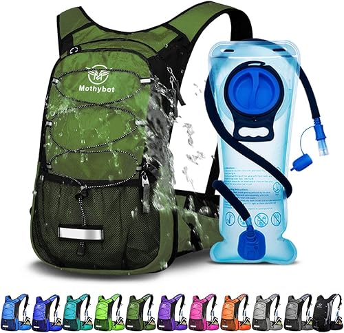 Miniatura 14 de Mochila de hidratación aislada con depósito de 2 litros sin bisfenol A (BPA) y almacenamiento, mochila de senderismo para hombres, mujeres, niños