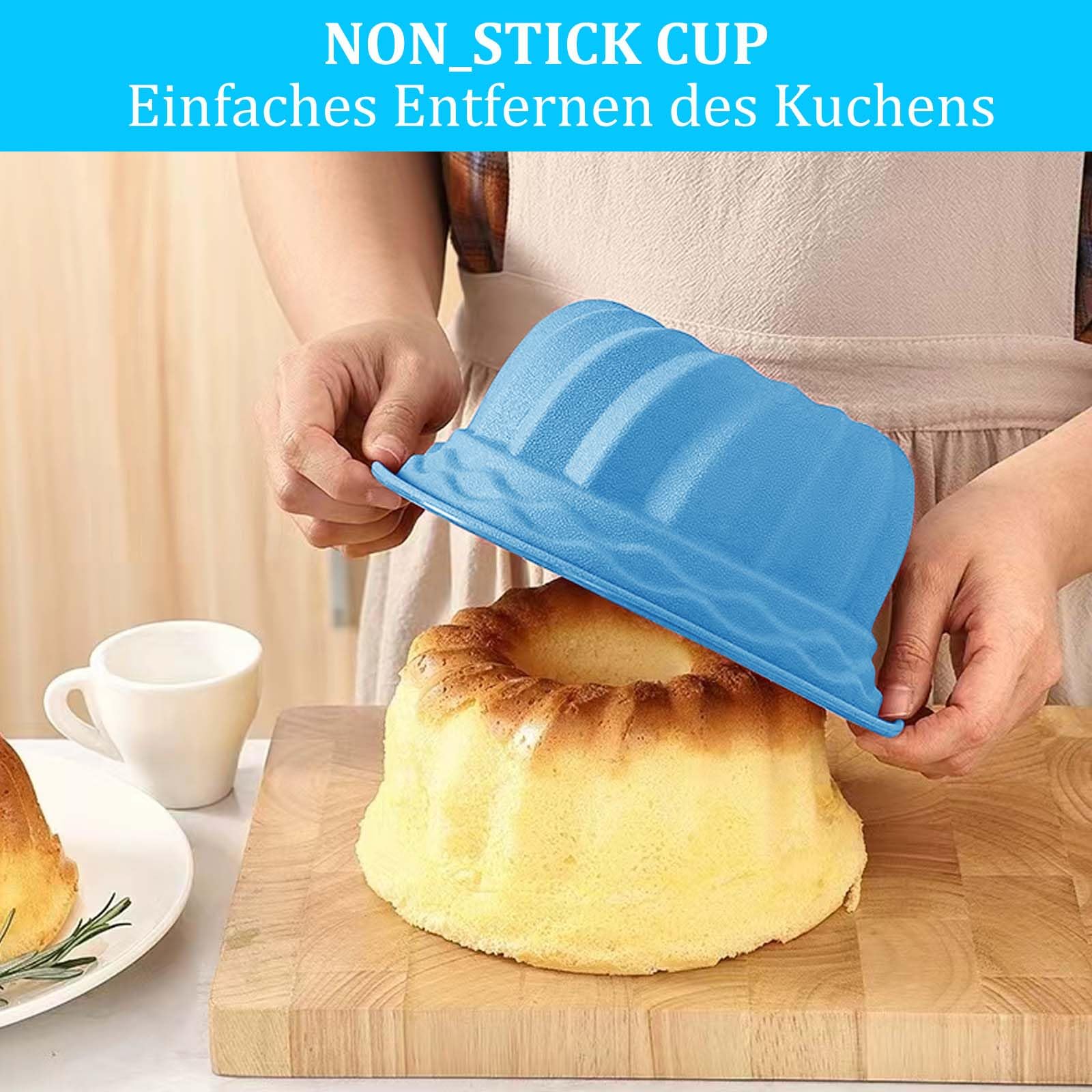 Silikonowa forma do babki, 2 sztuki, forma do pieczenia Ø 16,5 cm, babka, forma do ciasta, wysokiej jakości silikonowa forma do ciasta, wielokrotnego użytku, forma do babki i 1 szpatułka, 1 szczotka