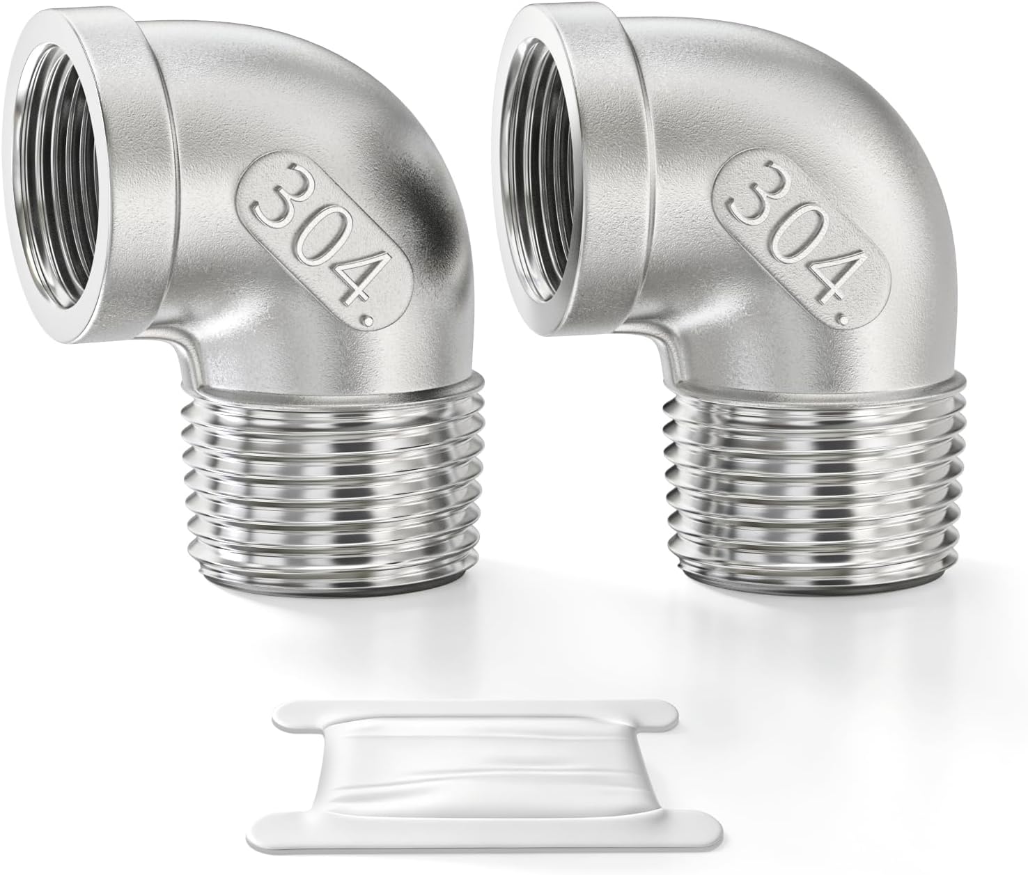 2PCS 304 Stainless Steel 90 Degree elbow,1-1/4" NPT Male Pipe to 1-1/4" NPT Female 304 Stainless Steel Pipe Fitting