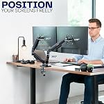 VIVO Dual Monitor up to 32 inches and 19.8 lbs per Screen, Pneumatic Arm Desk Mount, Articulating Counterbalance, VESA Stand, Classic, STAND-V002O