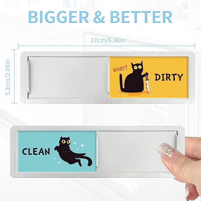 Imán para Lavavajillas Clean Dirty Gato Negro Decorativo miniatura 3