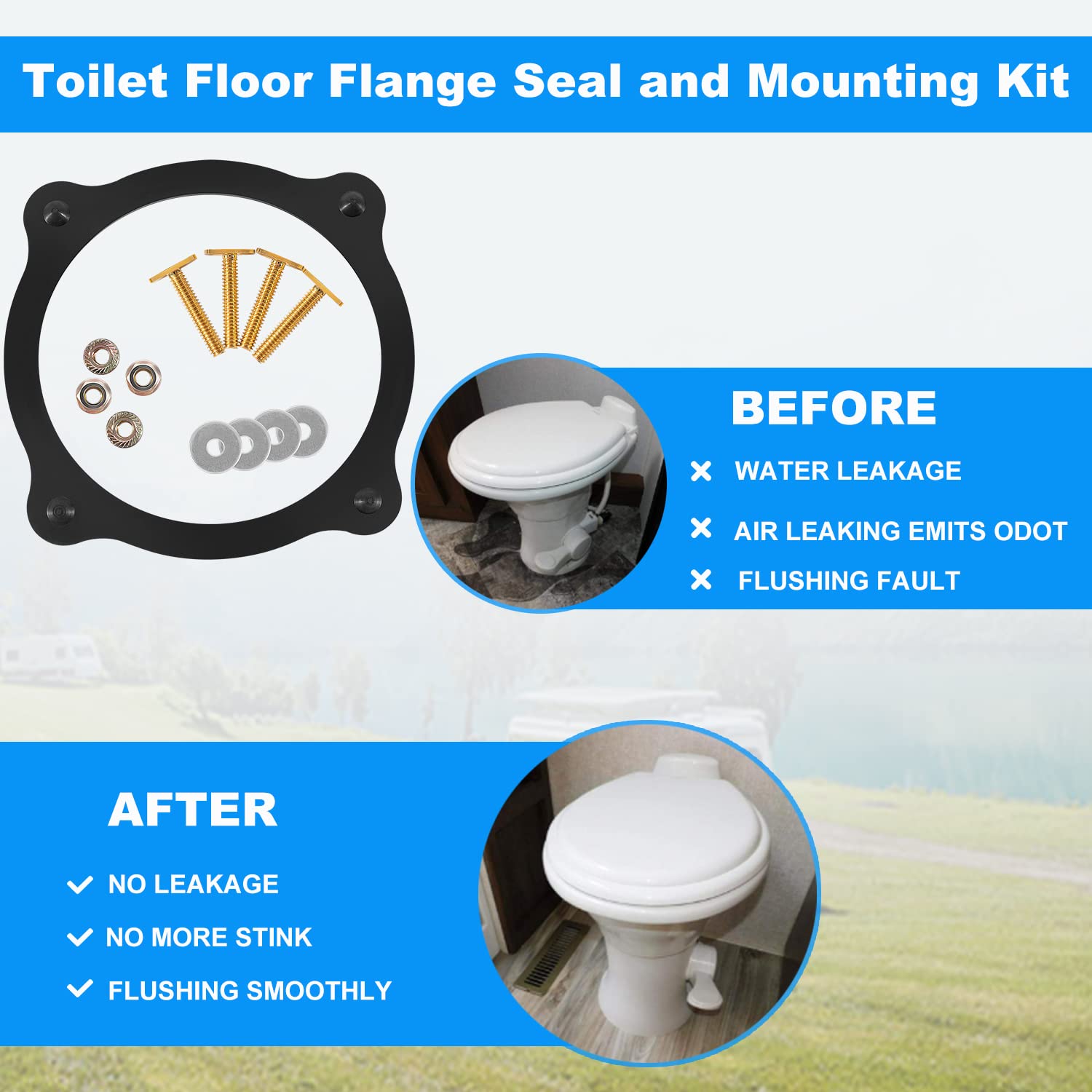KPALAG RV Toilet Floor Flange Seal & Mounting Hardware Kit | Compatible With Dometic SeaLand 510, VacuFlush, Traveler Models - View #4