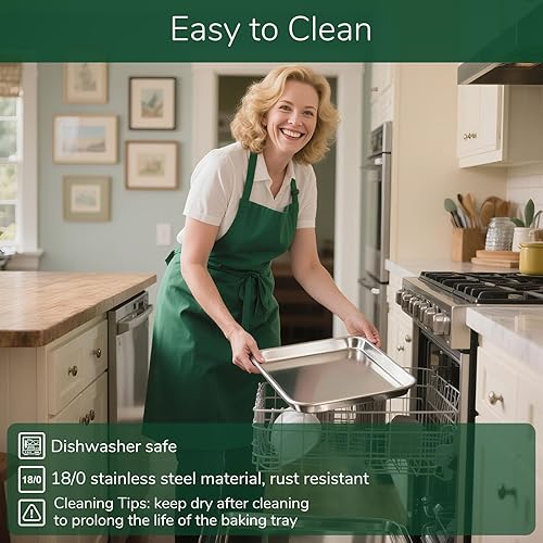 Miniatura 5 de Juego de 6 bandejas para hornear de acero inoxidable 180 con estante de enfriamiento, aptas para horno, no tóxicas, para hornear, sin revestimiento