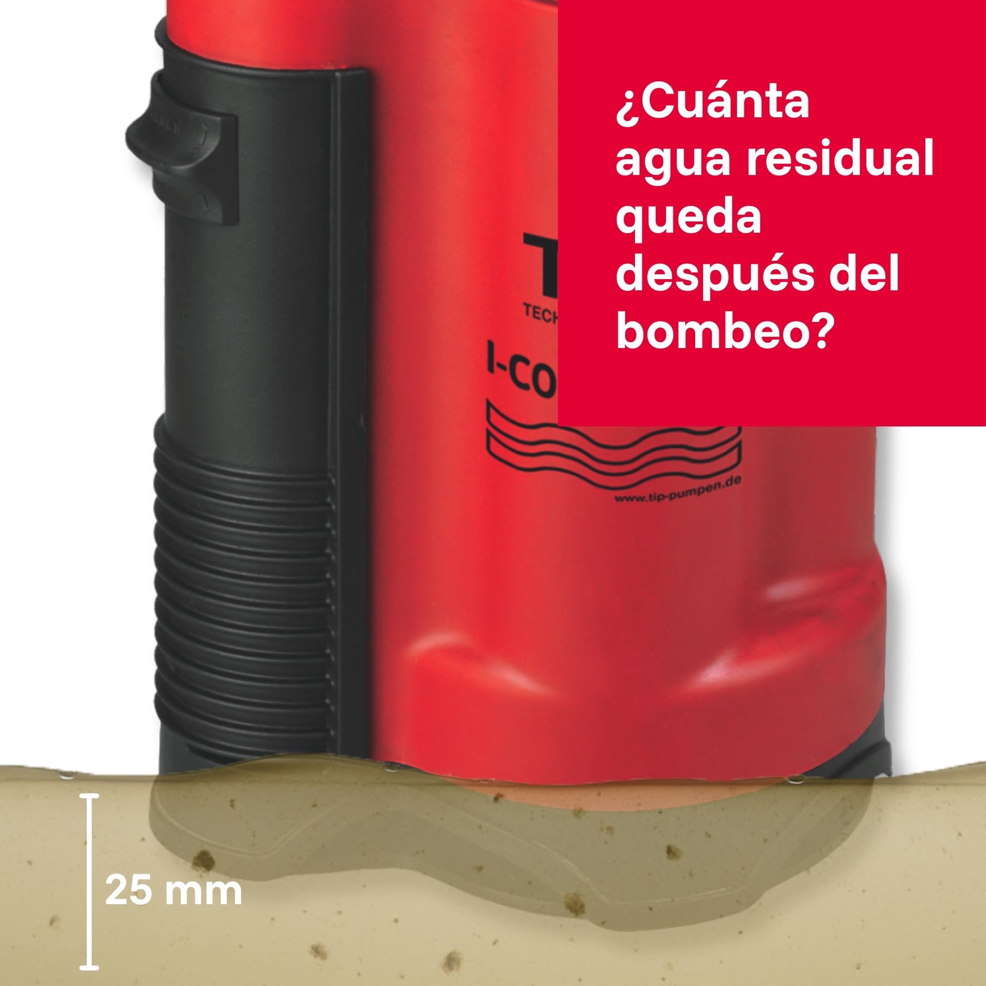 Bomba sumergible para aguas residuales T.I.P. 30190 I-Compac 7500, caudal de hasta 7,5 l/h, 18 x 13 x 30 cm