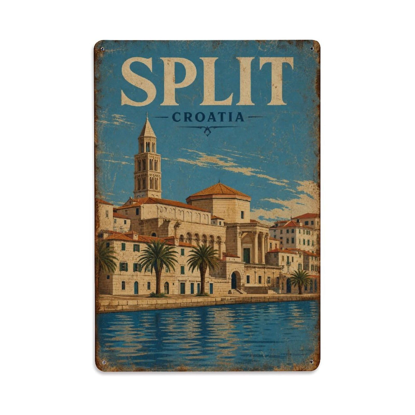 Metal Tin Sign Retro Travel Croatia Split