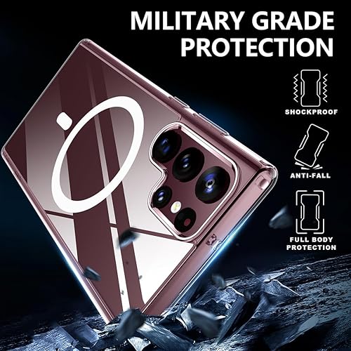 Miniatura 5 de TIANNIUKE Magnetic Case for Samsung Galaxy S22 Ultra, Transparent and Yellow Resistant,Compatible with MagSafe,Slim Fit Shockproof Protective Phone