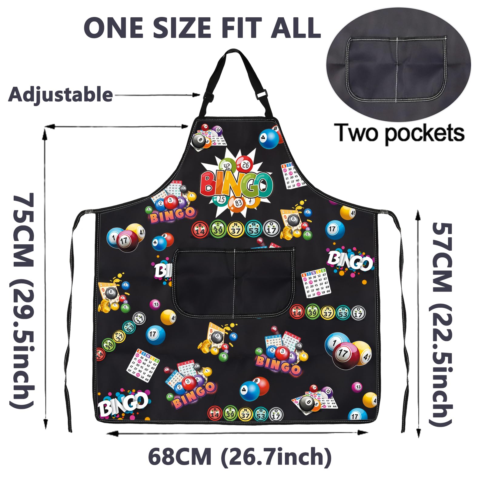 BNQL Bingo Lover Gifts Bingo Apron Bingo Gifts for Women Men Bingo Kitchen Cooking Apron with Pocket Bingo Player Gifts (Bingo Apron) - Image 2