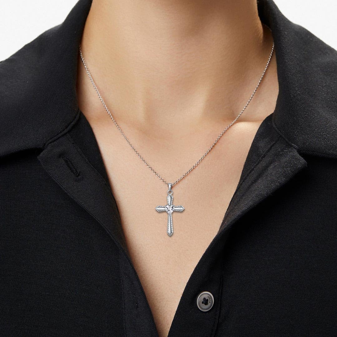Rnivida 925 Sterling Silver Cross Pendant Necklace with Heart Cz, Women's Religious Jewelry - Image 2