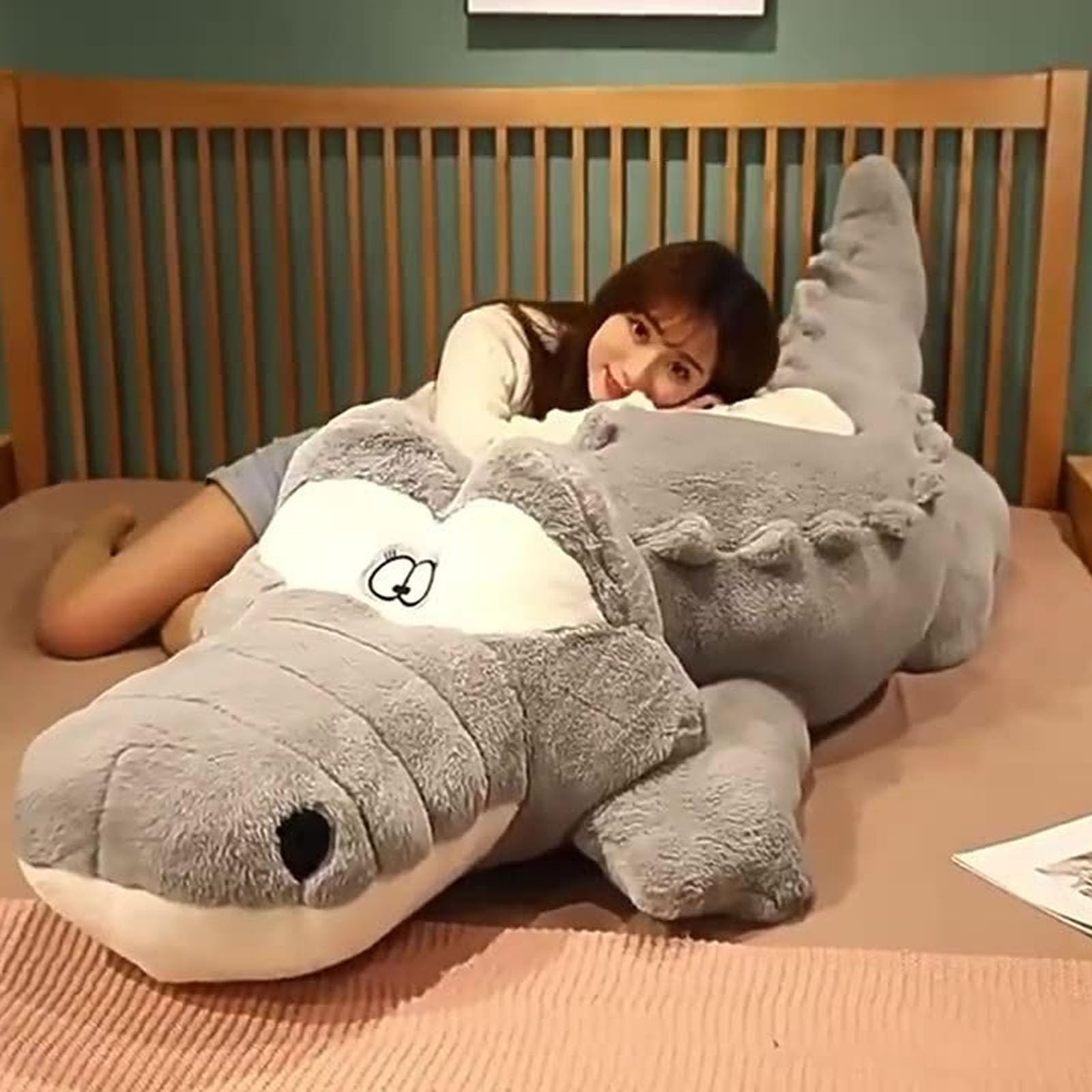 Riesen Krokodil Kuscheltier XXL, Weich Groß Krokodil Stofftier Plüschtier, Krokodil Spielzeug Kissen zum Kuscheln & Spielen, Krokodil Plüsch Kissen, Geschenk für Kinder Jungen Mädchen (120cm,Rosa)
