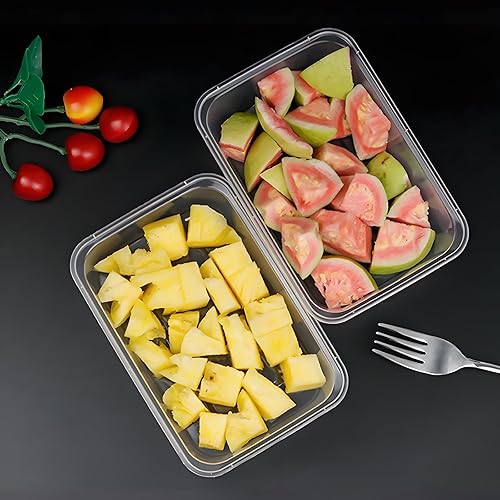 Miniatura 7 de Tosnail Paquete de 50 recipientes de plástico para almacenamiento de alimentos de 25 onzas con tapas, recipientes para preparación de comidas