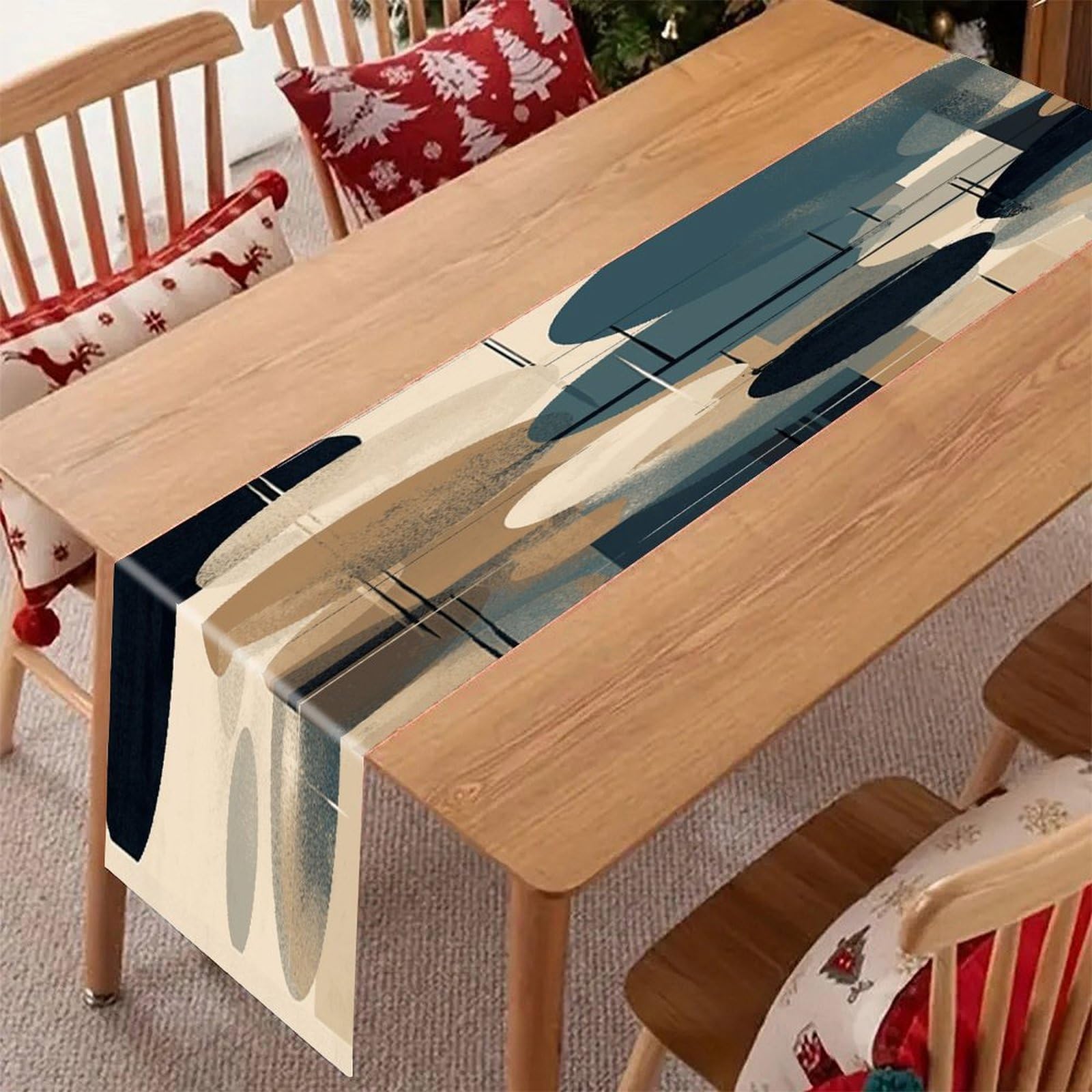 Art Painting Table Runner Modern Art Farmhouse Linen Table Runner Dresser Scarf Seasonal Kitchen Dining Table Decoration Dresser Scarves for Home Party Decor 13x70 Inch