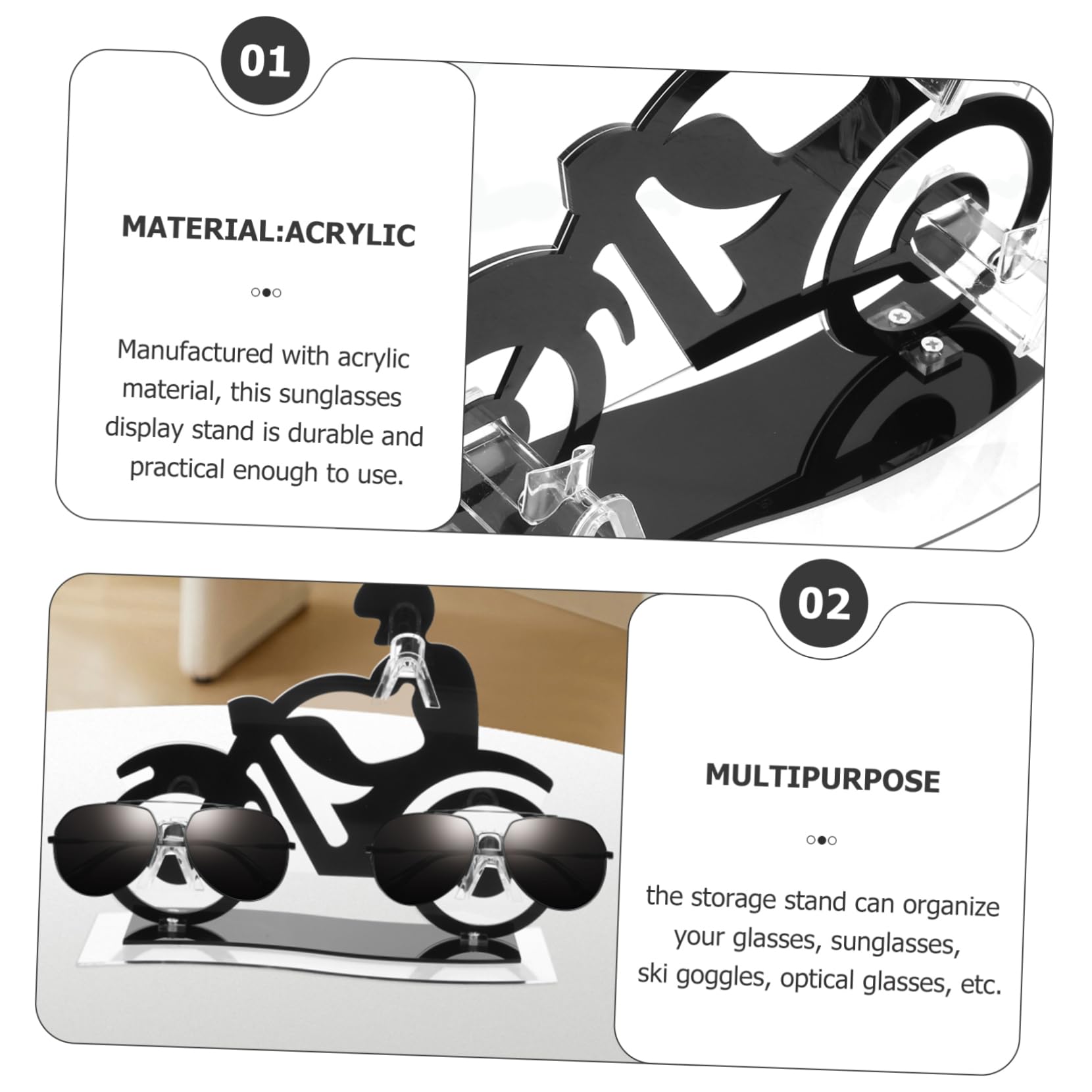 Alipis 2stücke Motorcycle Shaped Eyewear Display Rack Für Sonnenbrillen Und Brillen Stabiler Brillenständer Mit Kreativem Design Für Schaufenster Und Zuhause