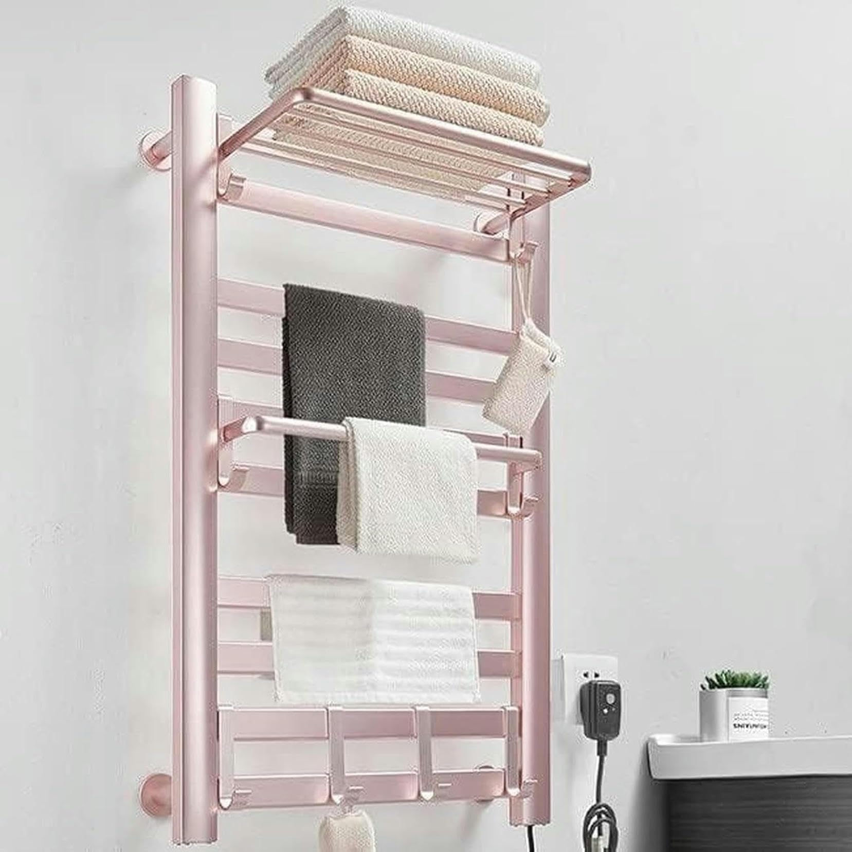 Calentador de toallas de 160W con 10 barras rectas y cable de 2 metros para baño