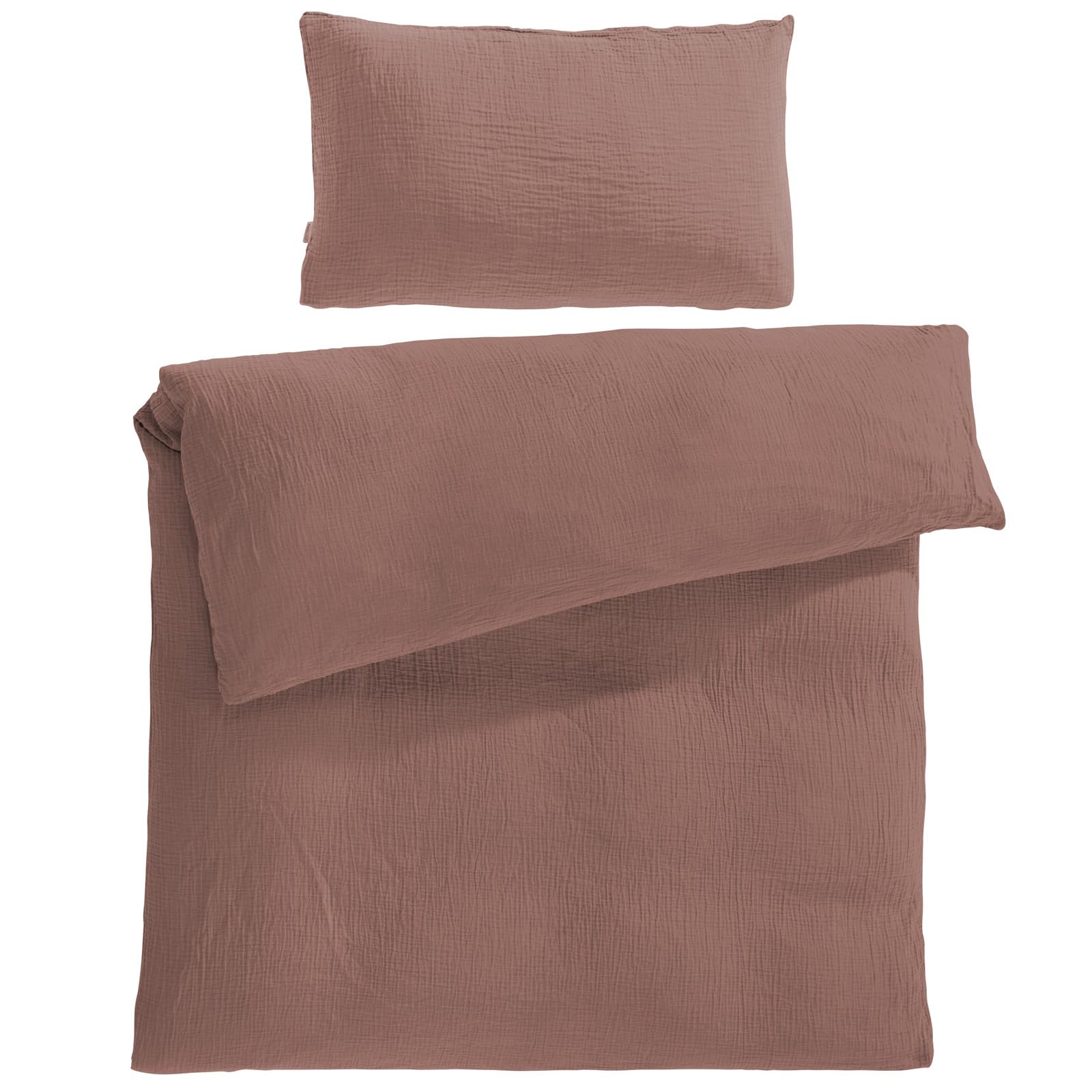Pure Label Musselin Kinderbettwäsche 100x135 cm mit einem Kissenbezug 40x60 cm aus 100% Baumwolle - Traumhaft weiche, kuschelige Baby Bettwäsche in braun aus Musselin