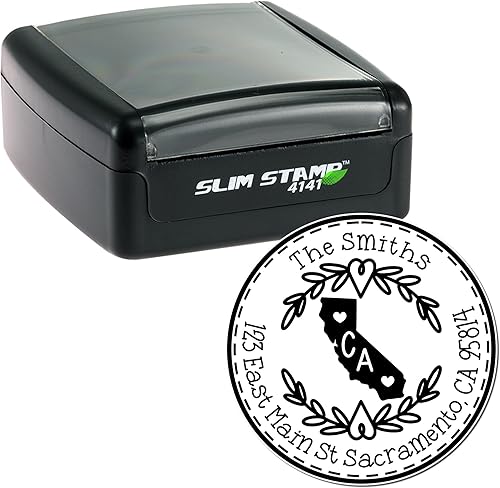 Miniatura 194 de Round State Love - Sello de dirección de devolución para Texas, uso con almohadilla de sello, mango de madera, sello de dirección de Texas