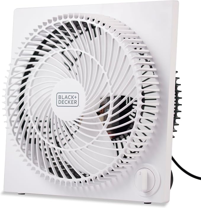 BLACK+DECKER 9-Inch Frameless Box Fan, Freestanding Desk Fan