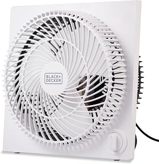 BLACK+DECKER 9-Inch Frameless Box Fan, 3-Speed Settings, BFB09W, White | Desk Fan with 3-Speed Settings, Quiet and Lightweight Portable for Home Office or Garage, Self-Standing Frameless Design