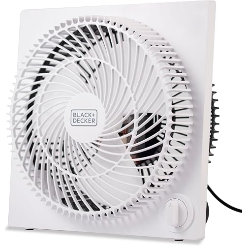 BLACK+DECKER 9-Inch Frameless Box Fan, 3-Speed Settings, BFB09W, White
