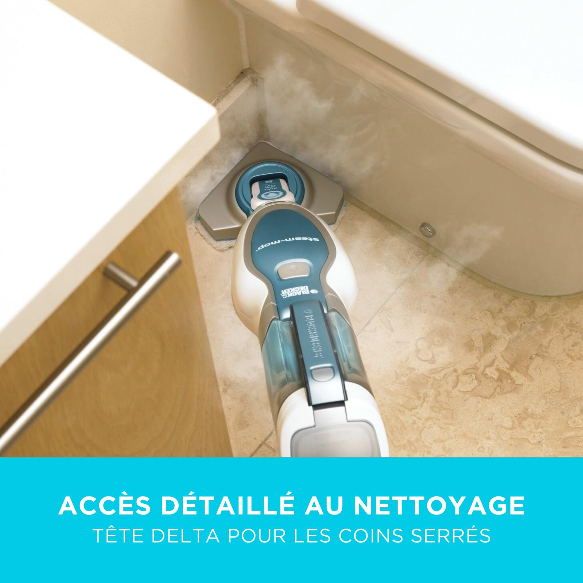 BLACK+DECKER Balai Vapeur 1600W avec AutoSelect et Tête Delta, ‎FSM1630-QS