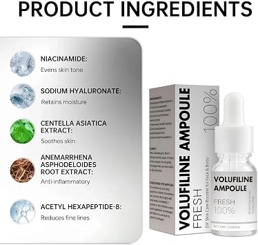 Volufiline Serum 10ml 2PCS, Pure Skin Firming & Plumping Concentrate for Face & Body, Moisturizing Anti-Aging Skincare, Improves Elasticity, Reduces Fine Lines, Glow Booster