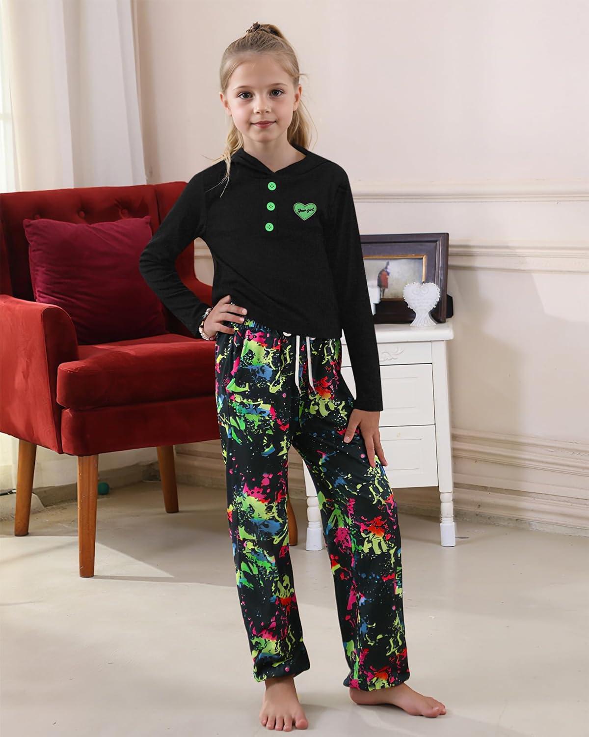 Girls Clothes Long Sleeve Hoodie and Sweat Pants 2Pcs Girls Fall Outfits Size 5-12 - Image 5