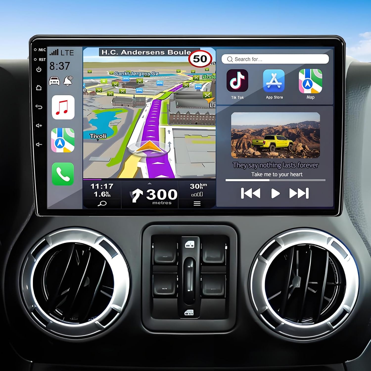 Car Radio Replacement for Jeep Wrangler JK 2007-2018: 8-Core 4GB+64GB 10.2 Inch Touchscreen Stereo with Wireless CarPlay Android Auto - Upgrade Android 15 Head Unit GPS Navigation