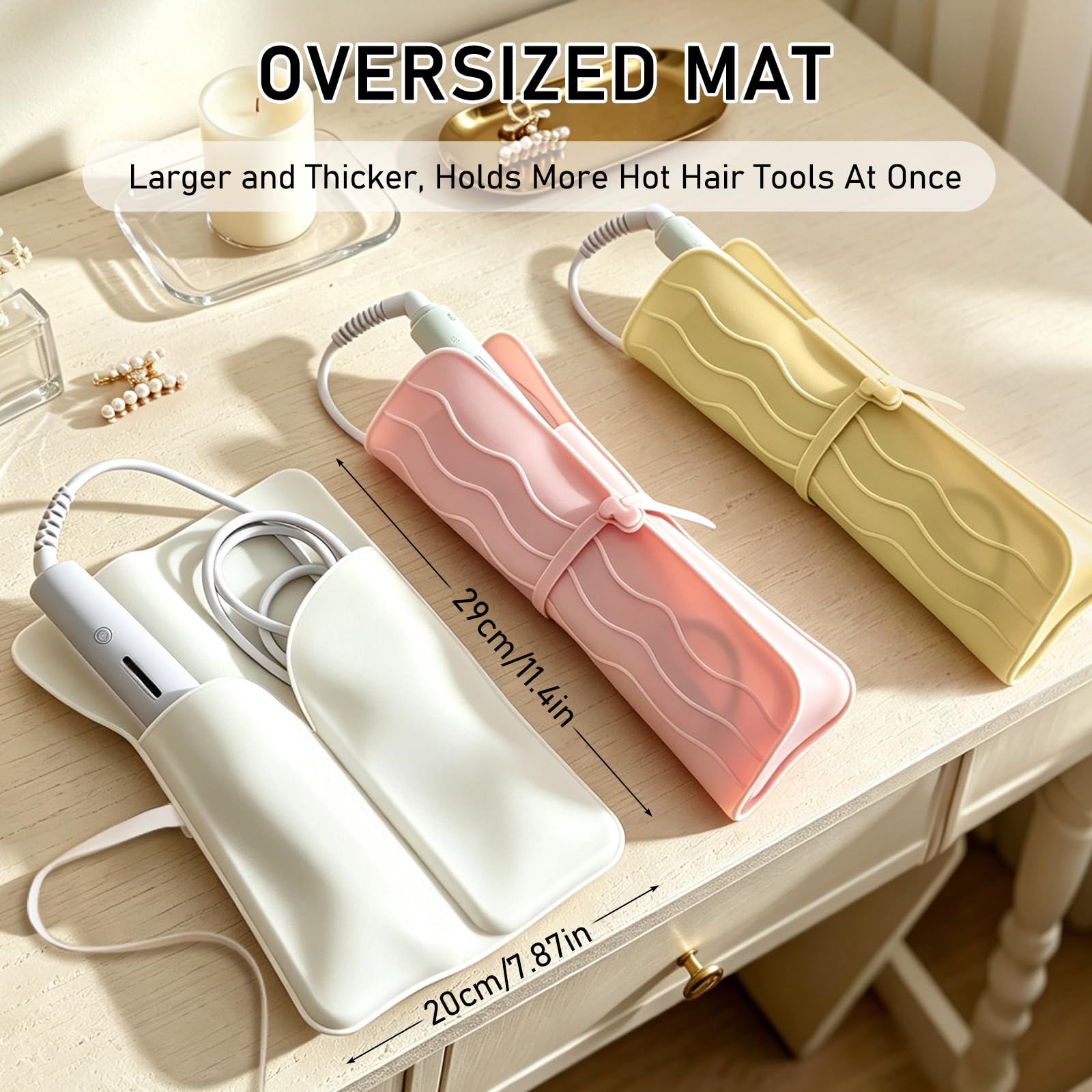 Silicone Mat for Hair Tools, Compatible with Curling Iron &Flat Iron,Yellow — Amazon image 2