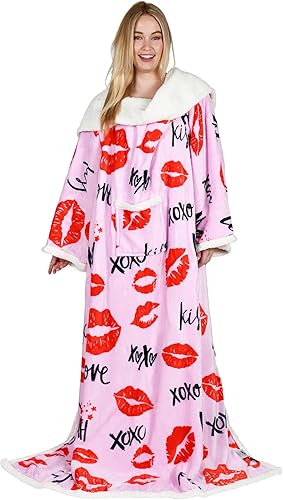 Miniatura 2 de Catalonia Kiss Lips - Manta de sherpa con mangas y brazos, cómoda manta de manga para TV, manta grande para mujeres y hombres, regalo para ella
