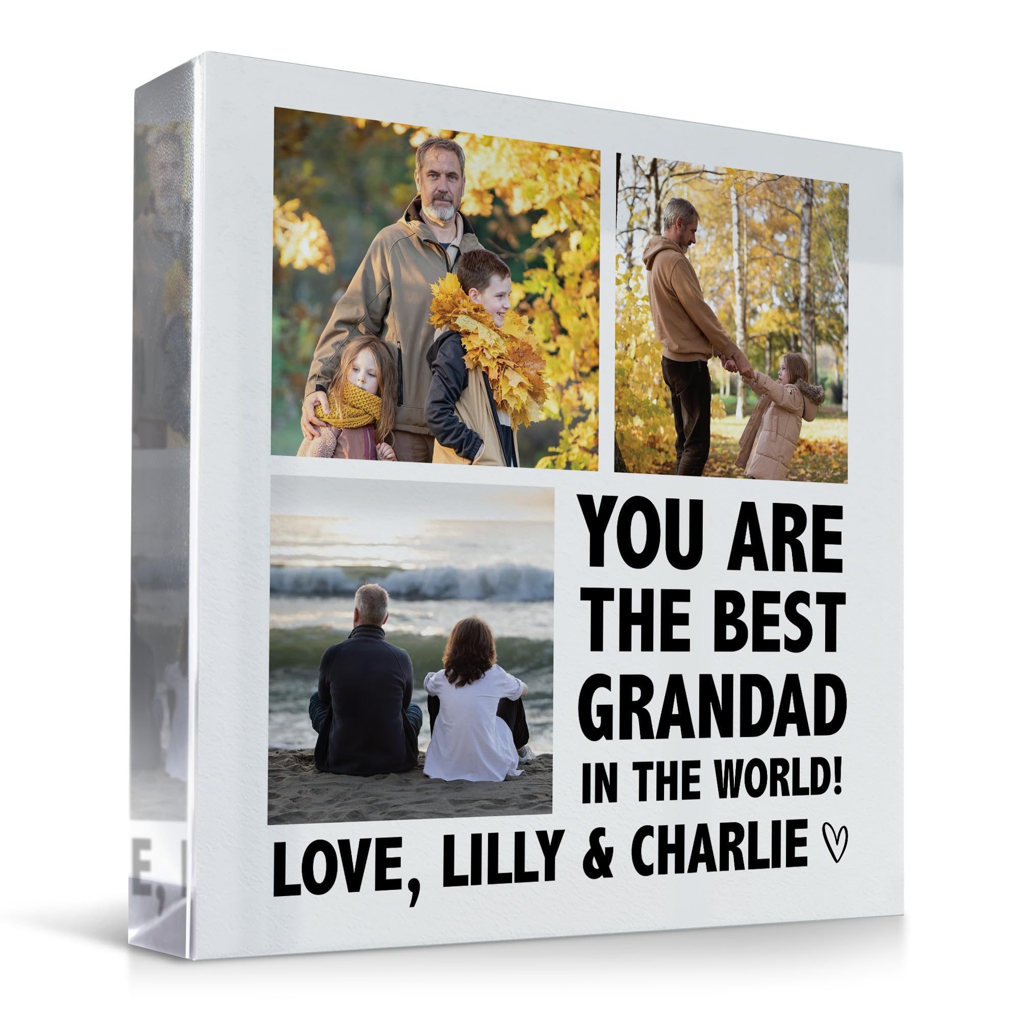 Red Ocean Novelty GRANDAD Gifts For Fathers Day Christmas Birthday Personalised Photo Plaque Gift For Him Gift For Grandad From Granddaughter Grandson Thank You Gift Keepsake