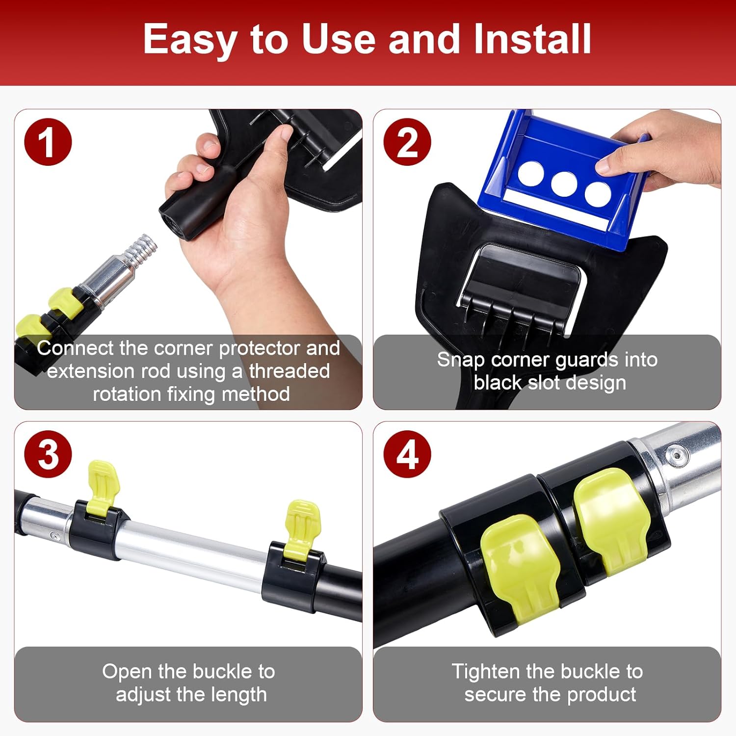 Hishine Extension Handle for Board Corner Adjustable Extension Handle Corner Protector Pole Protector Cargo Load V Shaped Edge Guards Hand