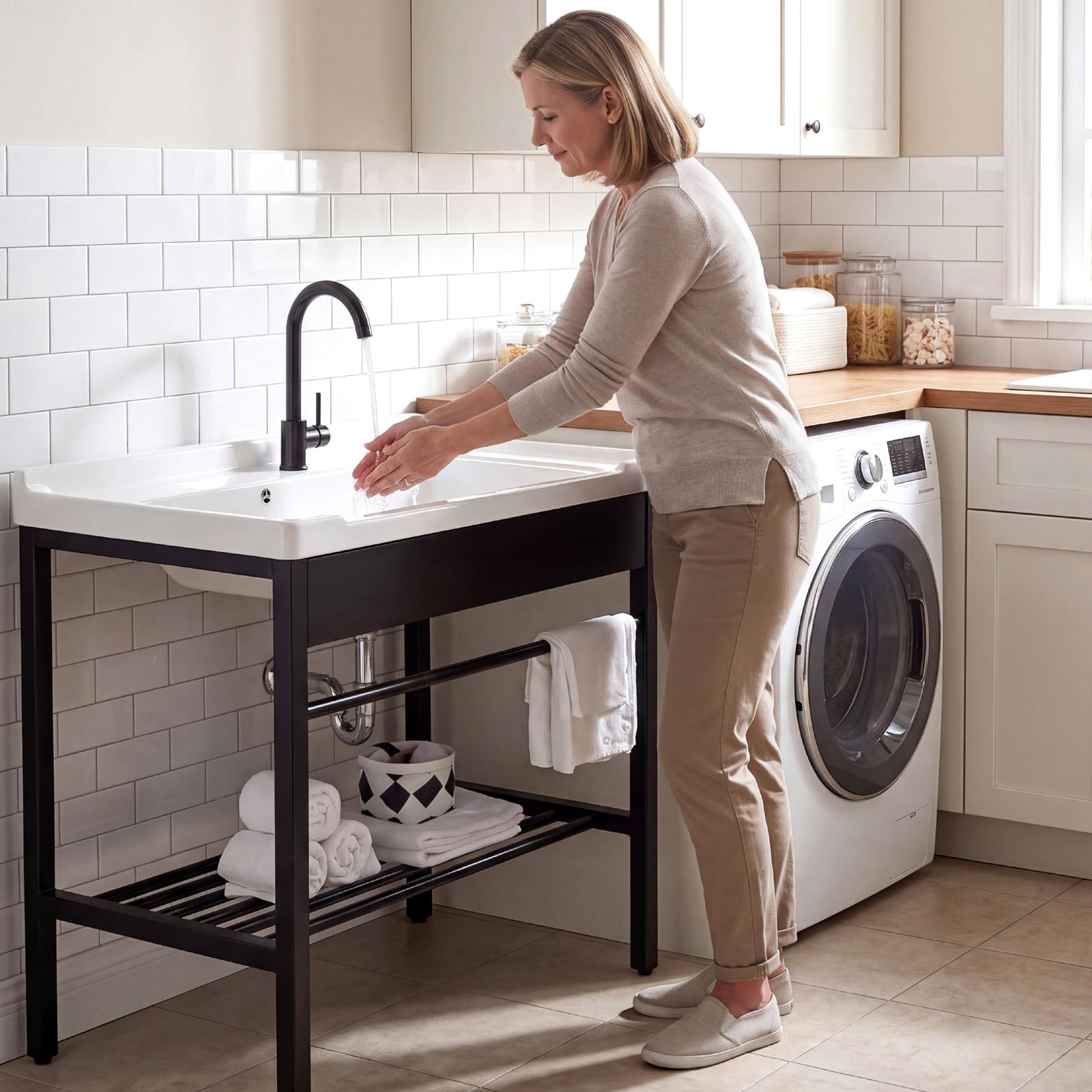 Freestanding Utility Sink with Washboard - GGW -2