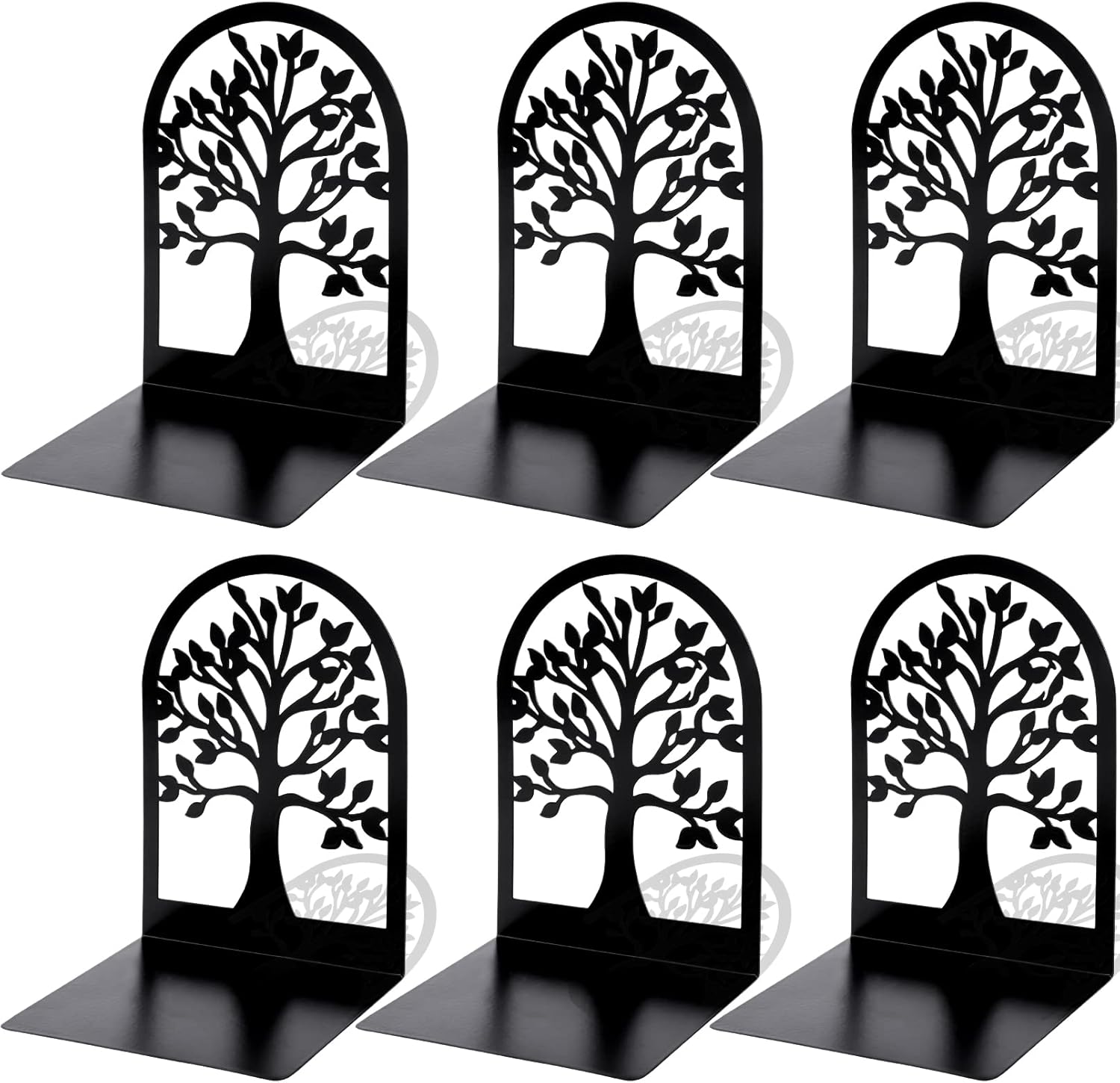 3 Pair Bookends,Metal Book Ends,Decorative Tree Book Holder