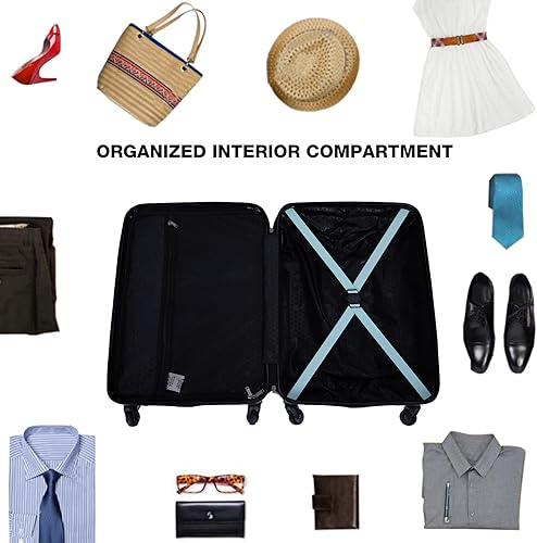 Vista 2 de Juego de maletas duraderas de viaje con ruedas giratorias TSA, equipaje de mano, juego de 3 piezas (20 pulgadas24 pulgadas28 pulgadas), Verde Aqua