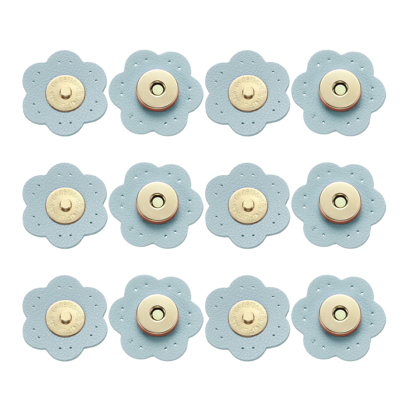 Boutons-pression magnétiques en cuir bleu prune couture main fermoir aimanté sac vêtement 6pcs