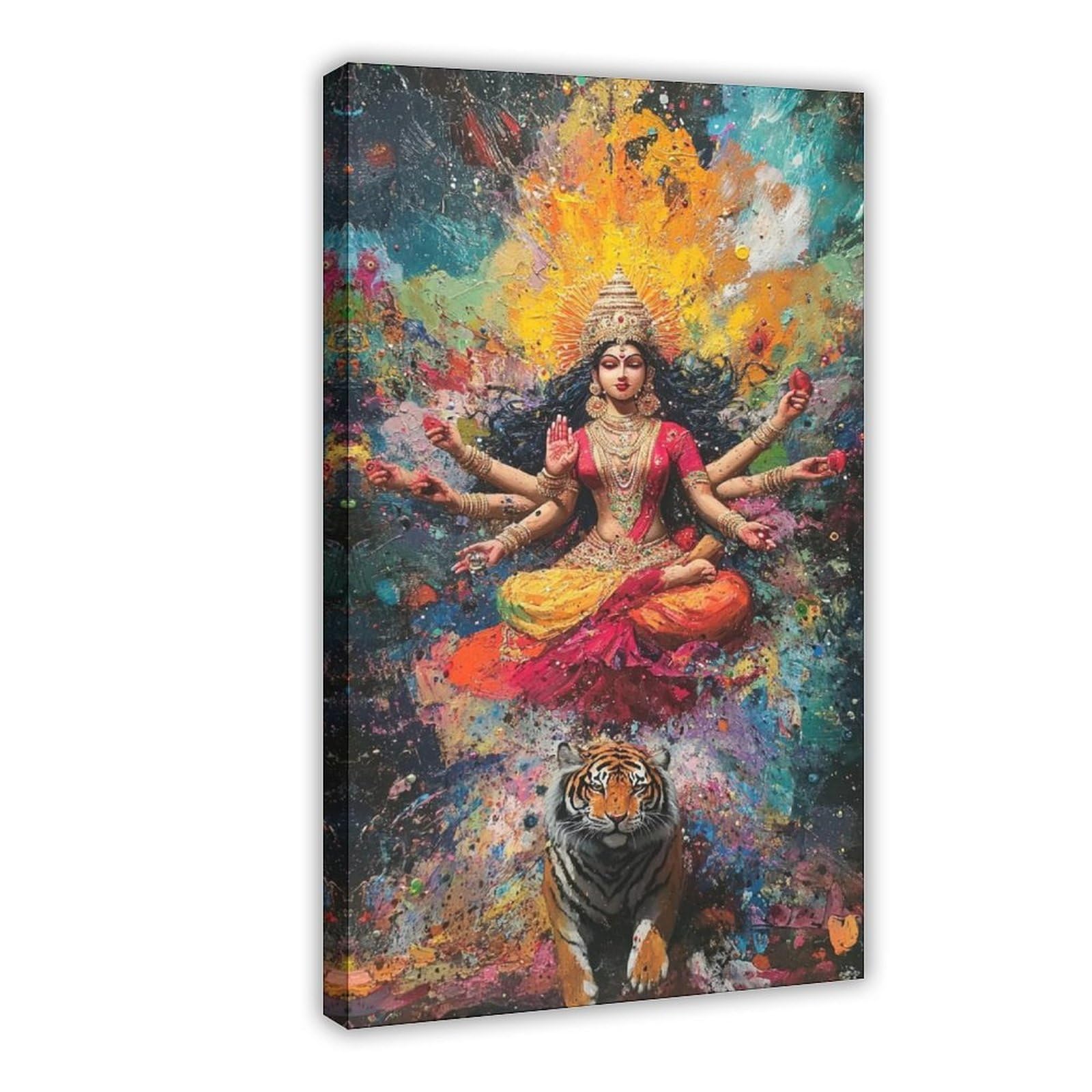 MGHDGD Hindu Goddess Durga, Divine Spiritual Art Canvas Poster Bedroom Decor Landscape Office Room Decor Gift 24x36inch(60x90cm)