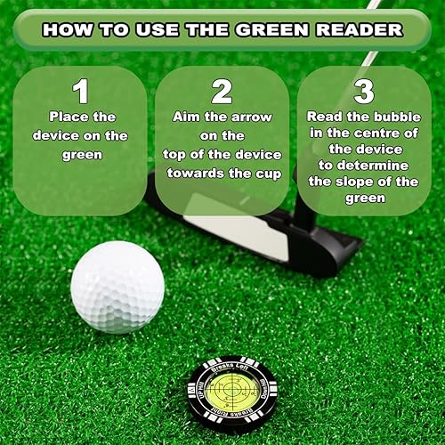 Miniatura 4 de Putt - Lector verde de golf, ayuda de entrenamiento de golf de alta precisión, elegante marcador de bola con clip para sombrero, accesorios de golf