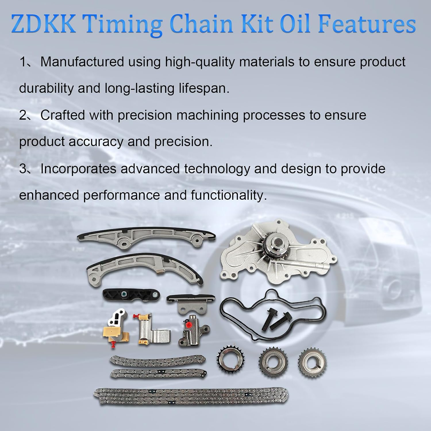 AT4Z-6306-A, 7T4Z-6256-A Timing Chain Kit + Water Pump Fits for 2007 2008 2009 2010 Mercury 3.5L for Mazda 3.7L DOHC for 2007-2010 Mercury 3.5L for 2010 MKS 3.5L 7T4Z-6268-CA, AT4Z-6268-C