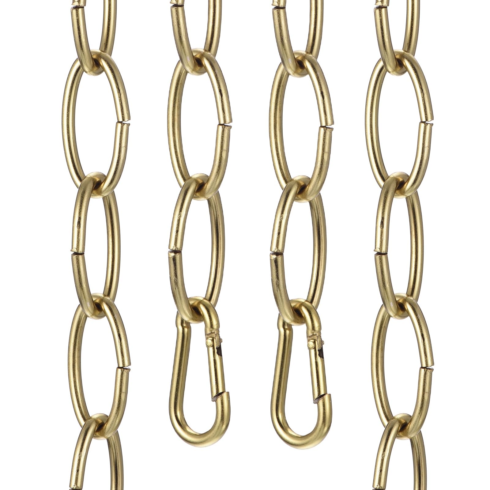 sourcing map 7ft Lighting Hanging Chain, 3.8mm/0.15" Looping Metal Pendant Chandelier Chain Extension with 2 Spring Snap Hook for Hanging Plant Pendant Chandelier Light Fixture, Light Copper — image 1