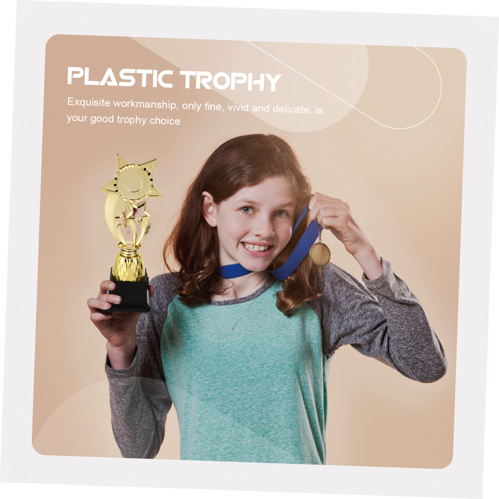 Yardwe Desktop Awards Trophy Plastic Star Trophy Made for Boys and Girls Delicate and Lightweight Competition Accessory